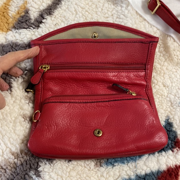 Max New York mini red leather clutch/cosmetic bag/crossbody bag - Picture 4 of 9